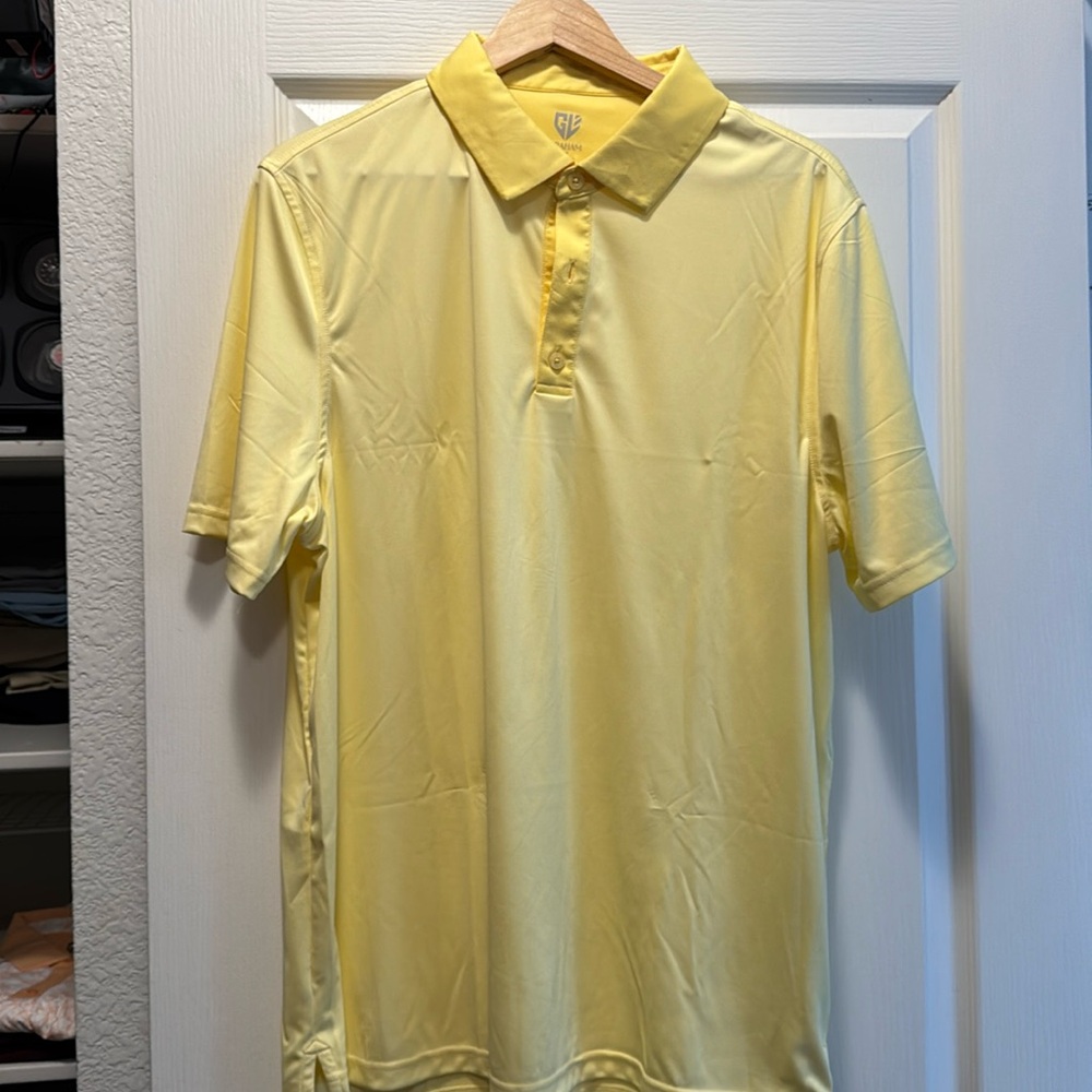 NWOT Men’s polo by Graham Luxe. Yellow size L.